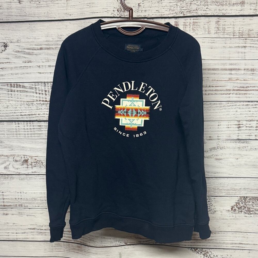 Pendleton Navy Sweatshirt Large Unisex Southwestern Aztec